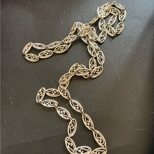 Delicate Silver Filigree Link Necklace